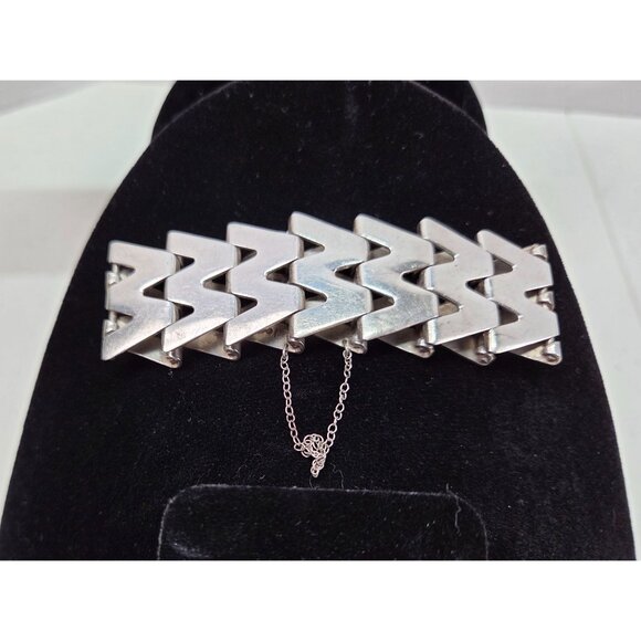 Vintage 925 Sterling Silver Link Bracelet Haglund Studio Sweden Safety Chain 52g - Picture 1 of 12